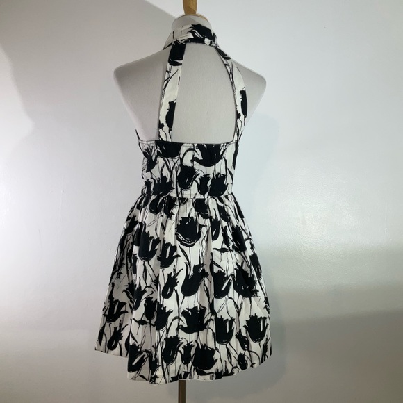 Anthropologie Black and White Halter Mini Dress - Picture 3 of 11